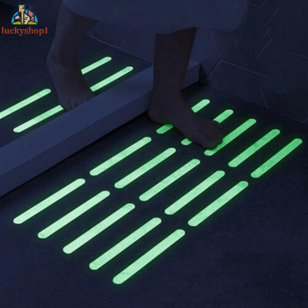 Bộ 12 miếng dán sàn dạ quang trong suốt chống trượt PEVA chất lượng cao Miếng dán sàn nhà tắm bồn tắm cầu thang chống thấm nước chịu mài mòn Dải dạ quang trong suốt chống trơn trượt dải dài Kích thước 2x38cm
