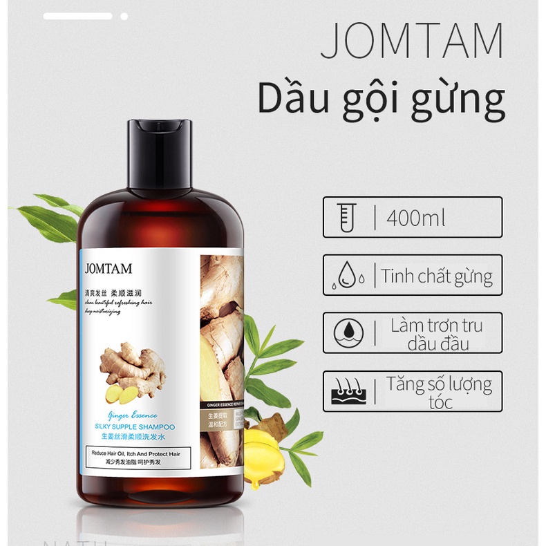 Dầu gội mọc tóc Dầu gội chống rụng tóc Dầu gội thảo dược 400ML Dầu gội gừng tươi kiềm dầu sạch gàu nấm ngứa thảo dược liệu chống ngăn rụng tóc QUÊ MỘT CỤC