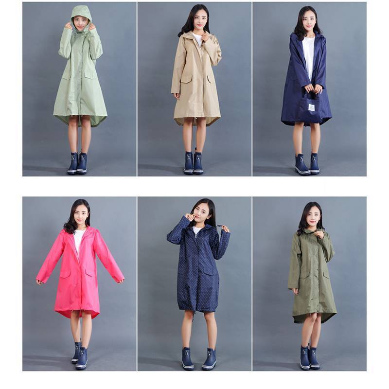 Áo Mưa Dáng Dài Chất Liệu Polyester Chống Thấm Nước Thời Trang Nhật Hàn Cho Nữ