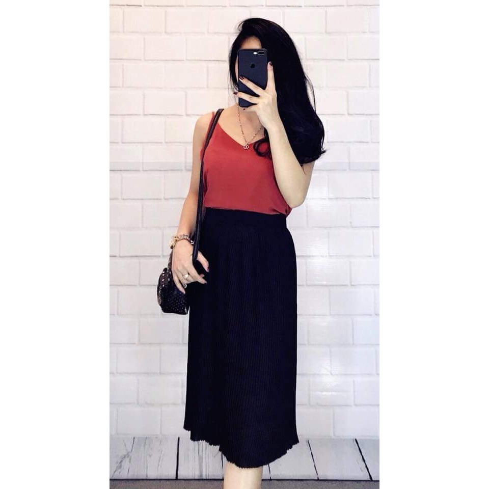 Áo 2 dây tim voan bảng màu mới U15127 hình thật trải sàn