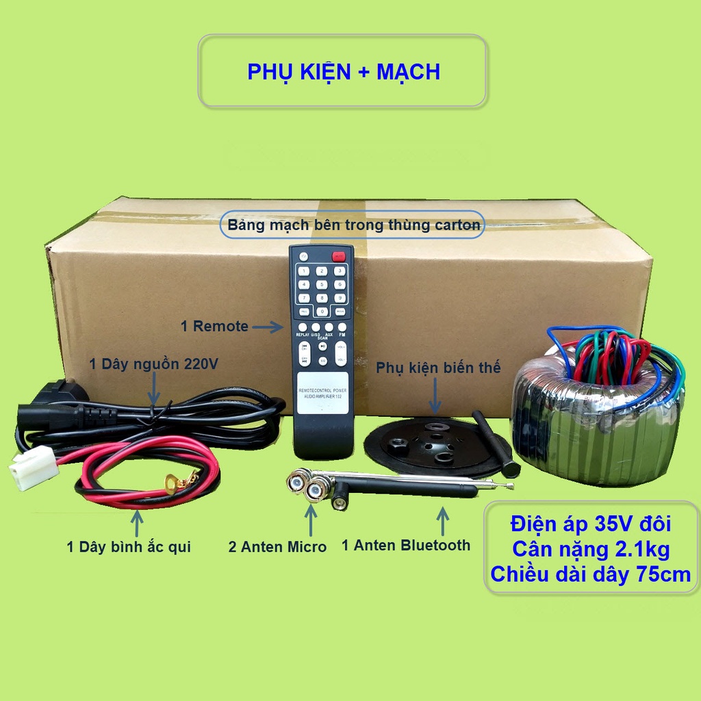 Mạch loa kéo 4 tấc đơn 500W Reverb chống hú DSP Livestream Equalizer 5 Band chạy FET IRFB32N15D kèm led nháy
