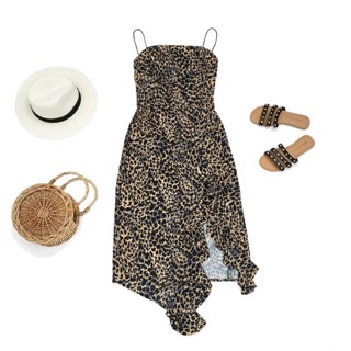 Váy maxi da beo xẻ tà hở lưng