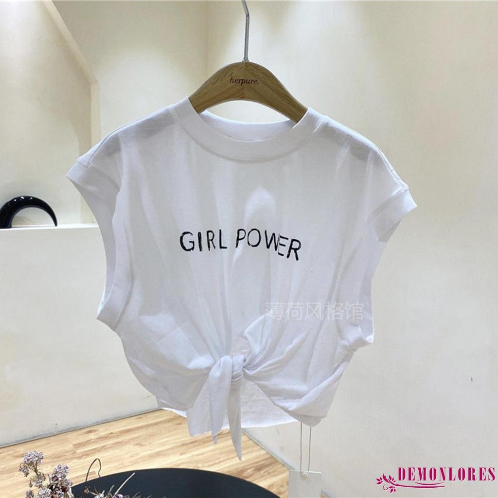 Áo Croptop Sát Nách Cổ Tròn Dáng Rộng In Chữ Thời Trang Mùa Hè Cho Nữ