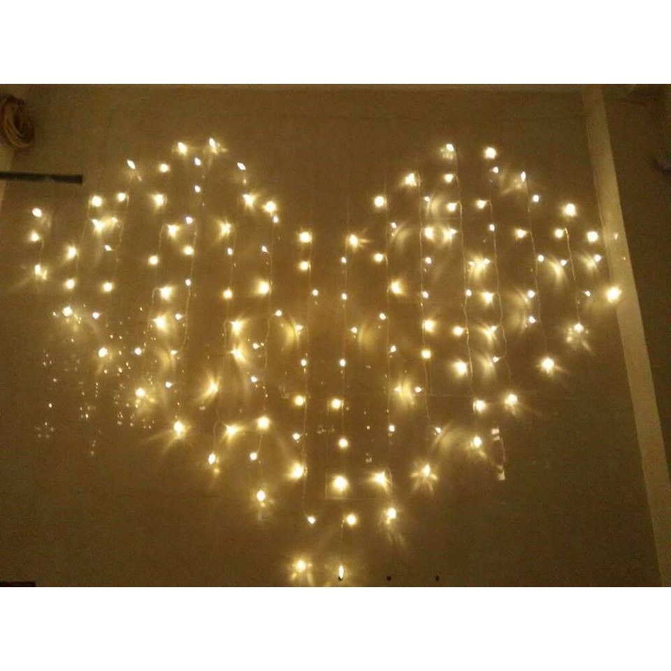 Đèn rèm trái tim  trang trí siêu đẹp kích thước 1.5x1.8m