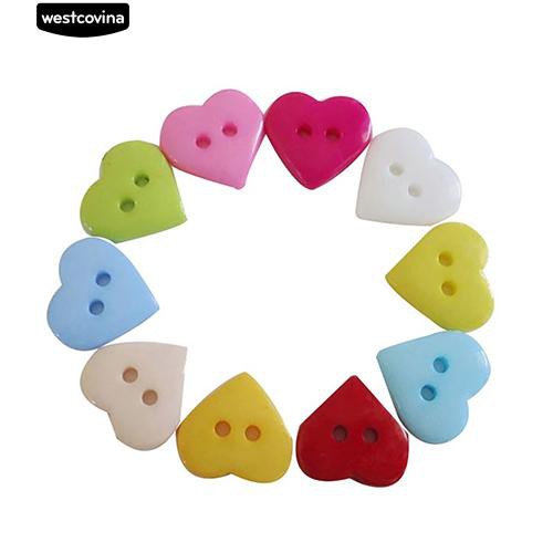 Set 100 nút hình trái tim 10mm tự làm may vá thủ công