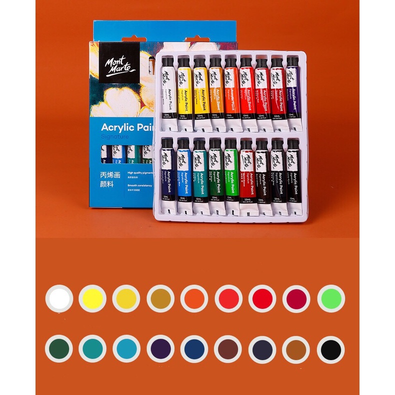 Bộ màu Acrylic MONT MARTE dạng tuýp 18 màu