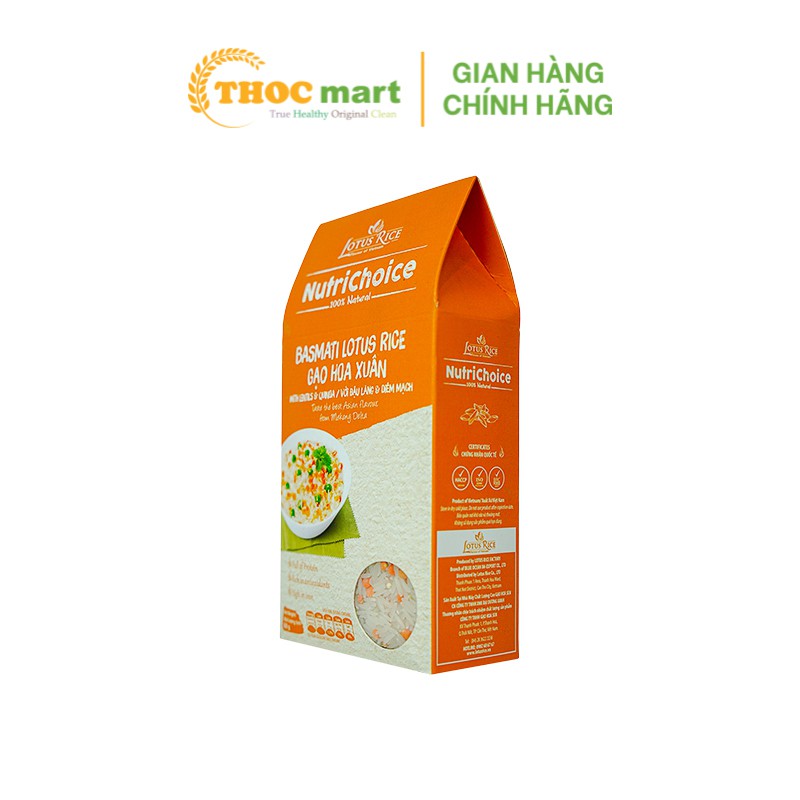 [ THOCmart.vn ] Gạo Hoa Xuân Lotus Rice Nutrichoice với đậu lăng và diêm mạch 100% tự nhiên hộp 500g