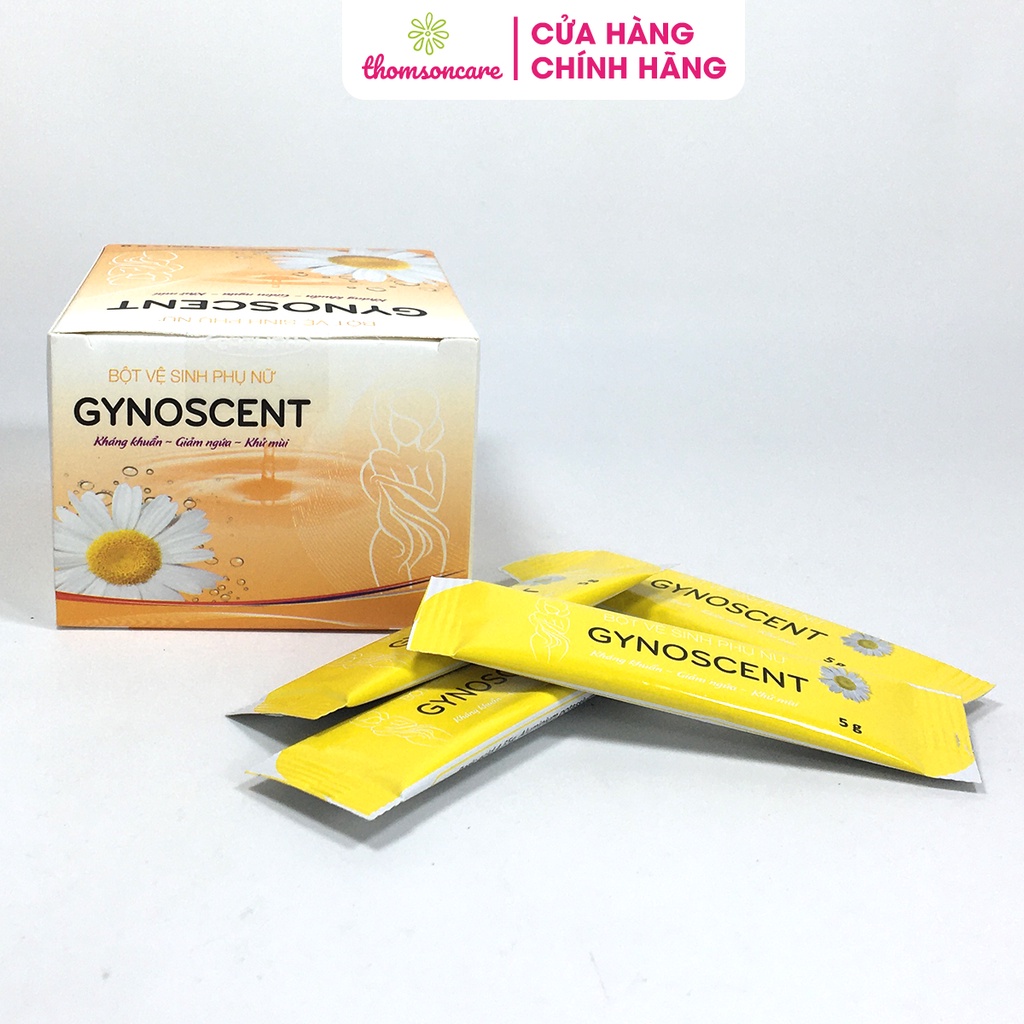 Bột pha vệ sinh phụ nữ Gynoscent của Dược Cát Linh hộp 30 gói, sạch vùng kín, diệt khuẩn, nấm mốc