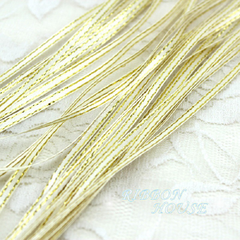 Dây ruy băng satin viền vàng 1/8 inch 3mm 40m /lô