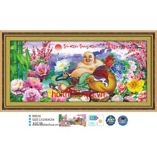 Tranh thêu chữ thập 3D Phật Di Lặc. Kích thước: 131x64cm