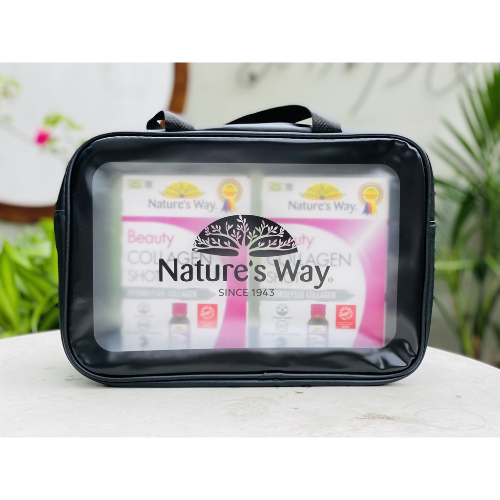 [Gift] Túi Đựng Mỹ Phẩm Đa Năng Trong Suốt NATURE'S WAY Có Quai Đồ Du Lịch Cá Nhân Chất Liệu Nhựa PVC