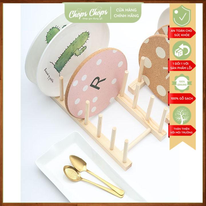 24791 | Chân giá để cốc chén đĩa nắp nồi rế nồi sách bằng gỗ cao su  simefurshion