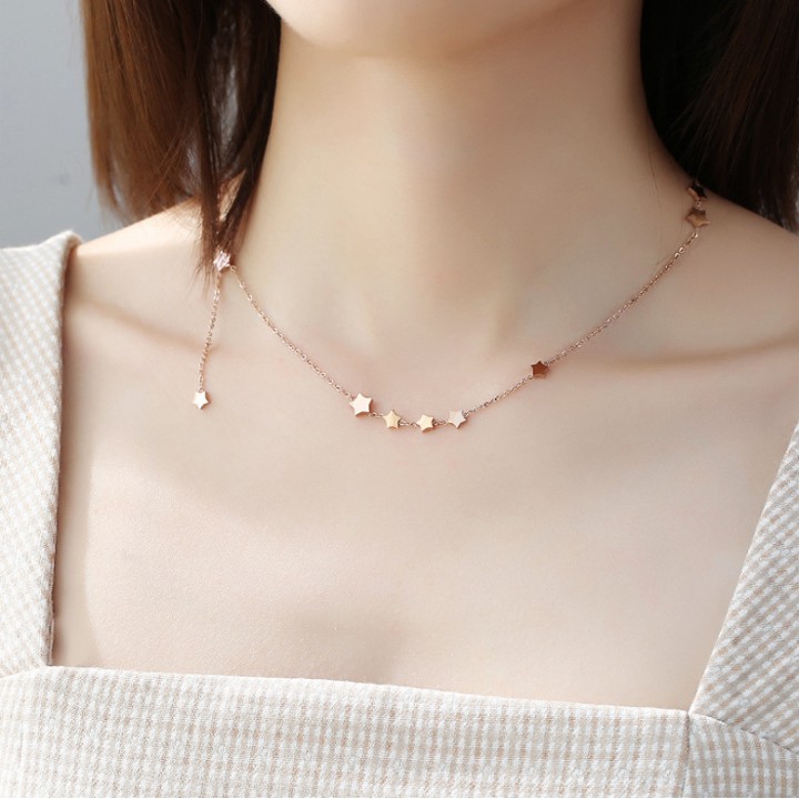 Dây chuyền nữ titan cao cấp chuỗi ngôi sao cách điệu siêu đẹp, bền màu, hợp thời trang