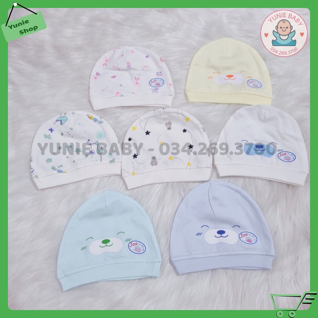 Nón sơ sinh Jou vải cotton 100% mềm đẹp