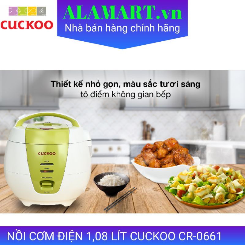 Nồi cơm điện Cuckoo 1.08 lít CR-0661 nhập khẩu Hàn Quốc dùng gia đình 2 - 4 người ăn 0.5kg gạo