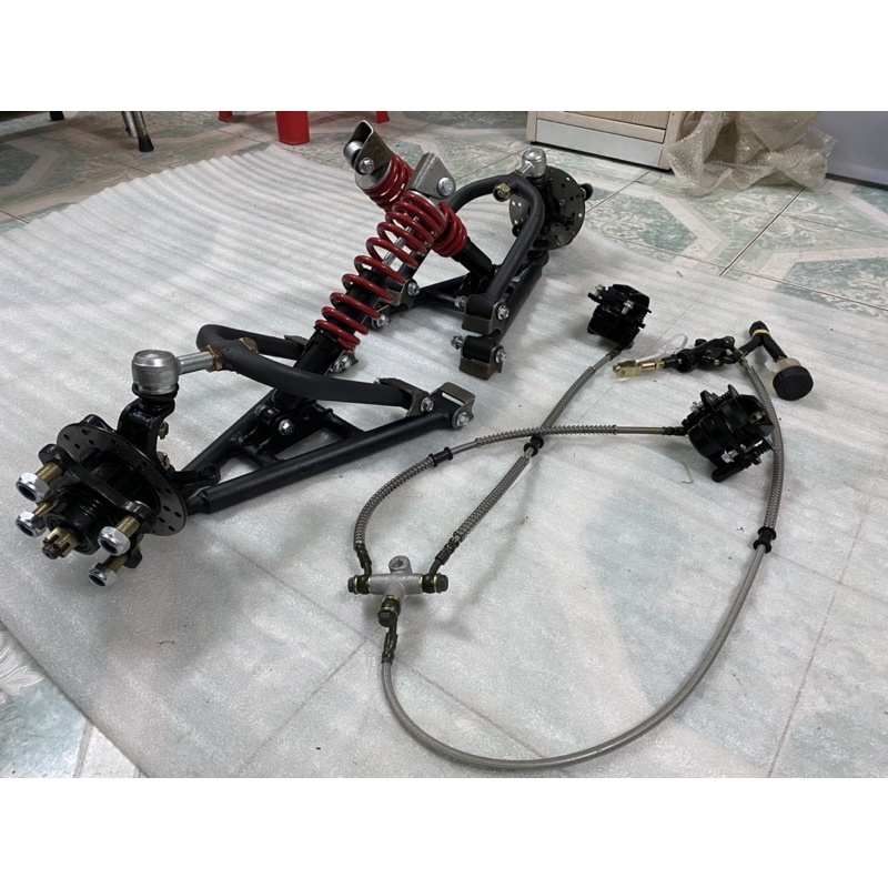 Bộ càng chữ A đầy đủ,phanh dầu,phanh đĩa Mai ơ tim ốc bắt bánh 7 x 10,sử dụng chế xe 4 bánh
