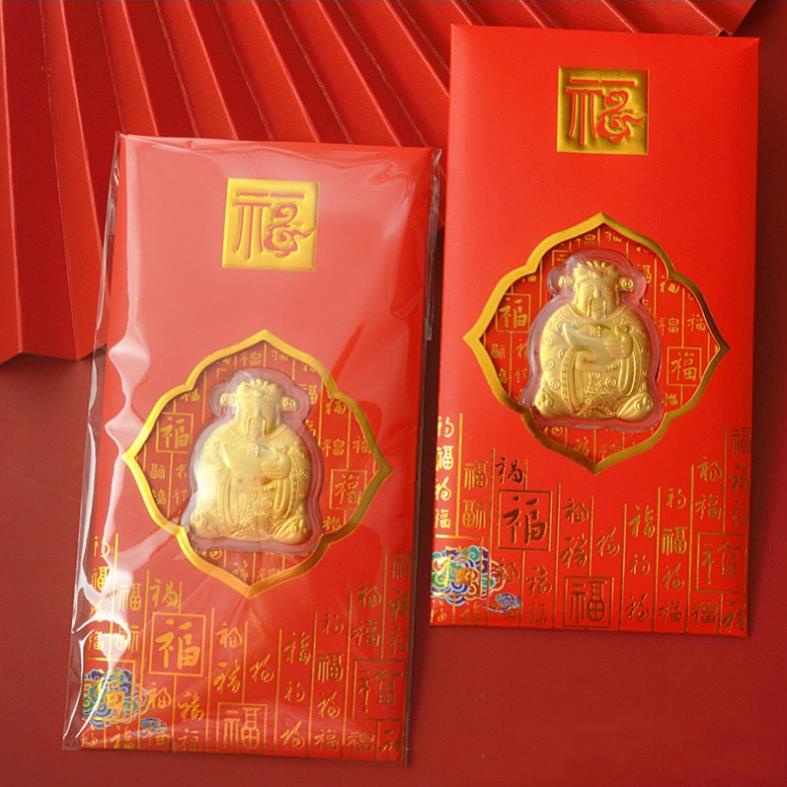 Bao Lì Xì Thần Tài Mạ Vàng Thường, làm quà biếu, tặng dịp Lễ Tết,sinh nhật , tân gia, MẪU BAO 2023