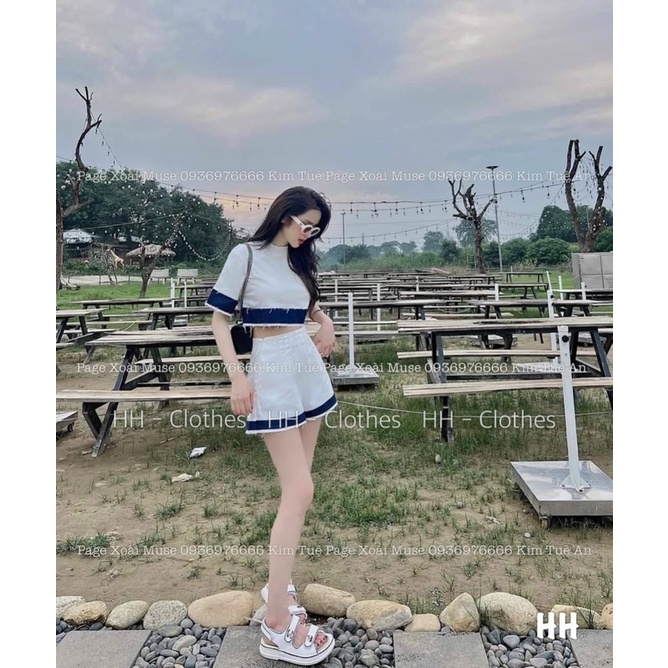 Set prada viền xanh