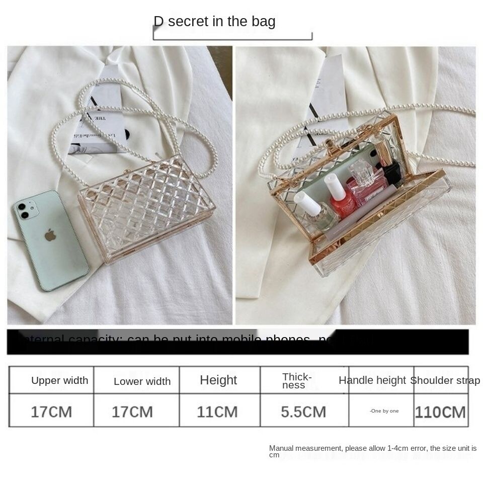 Túi Đeo Chéo Trong Suốt Đính Ngọc Trai 2021 Thời Trang Xuân Hè Cho Nữ