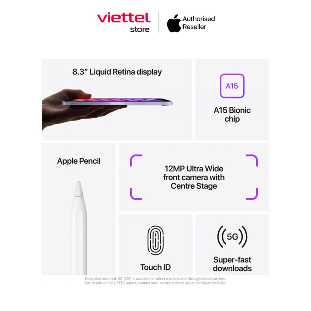 Apple iPad mini (Gen 6) WIFI 5G Chính hãng (ZA/A)