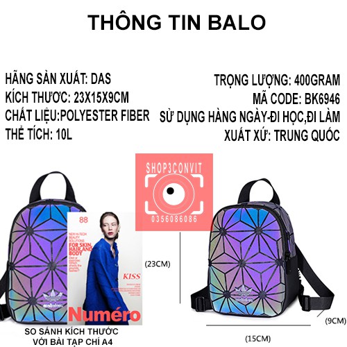 Balo phản quang/dạ quang mini 3D