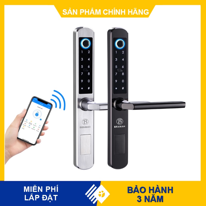 Khóa vân tay cửa nhôm chống nước tuyệt đối Bramah A250 chính hãng, bảo hành 03 năm, giá ưu đãi