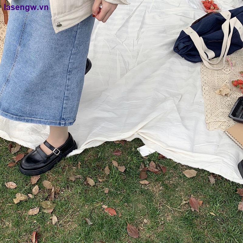 Giày da nữ size lớn 35-44 41 màu đen phong cách Lolita