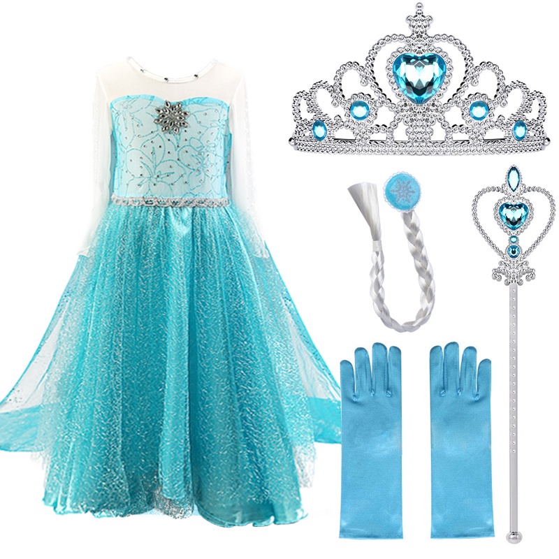 Set đầm công chúa Anna Elsa trong phim hoạt hình frozen dễ thương cho bé gái