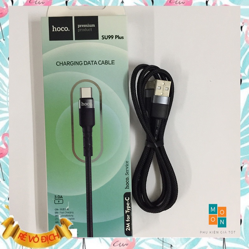 Cáp Sạc Nhanh 2 mét chân Type C Hoco SU99 Chính Hãng USB To Type C Cho Android, 2.4A dài 2m
