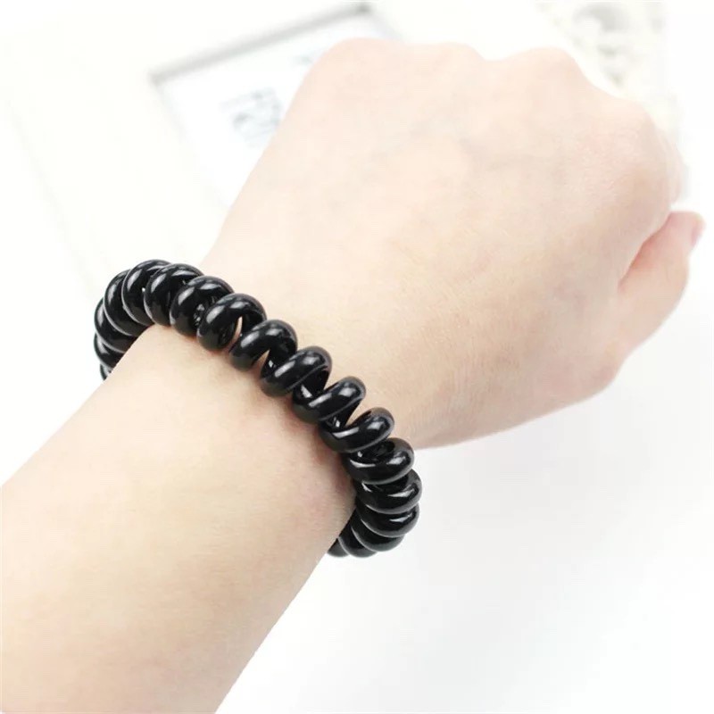 Cột Tóc Lò Xo Dây Điên Thoại Màu Đen (Đủ Size)