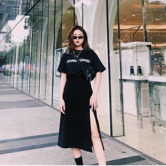 Chân váy dài xòe sẻ tà ,vải tuyết cát co giãn (video+ảnh thật) | BigBuy360 - bigbuy360.vn