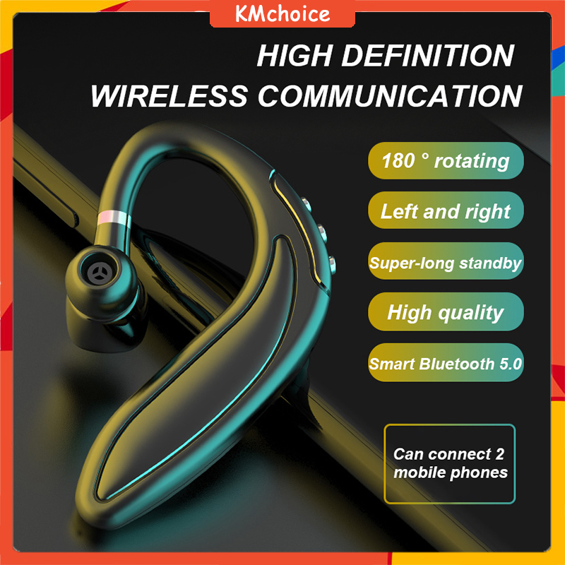 [Upgrade] Business Earphone Wireless Bluetooth Single Headphone Handsfree Sports With Mic Drive Call