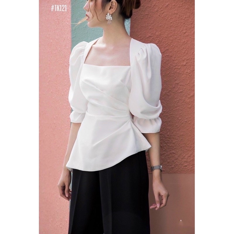 [Hàng Thiết Kế Cao Cấp] Áo Cổ Vuông Tà Xéo TK121