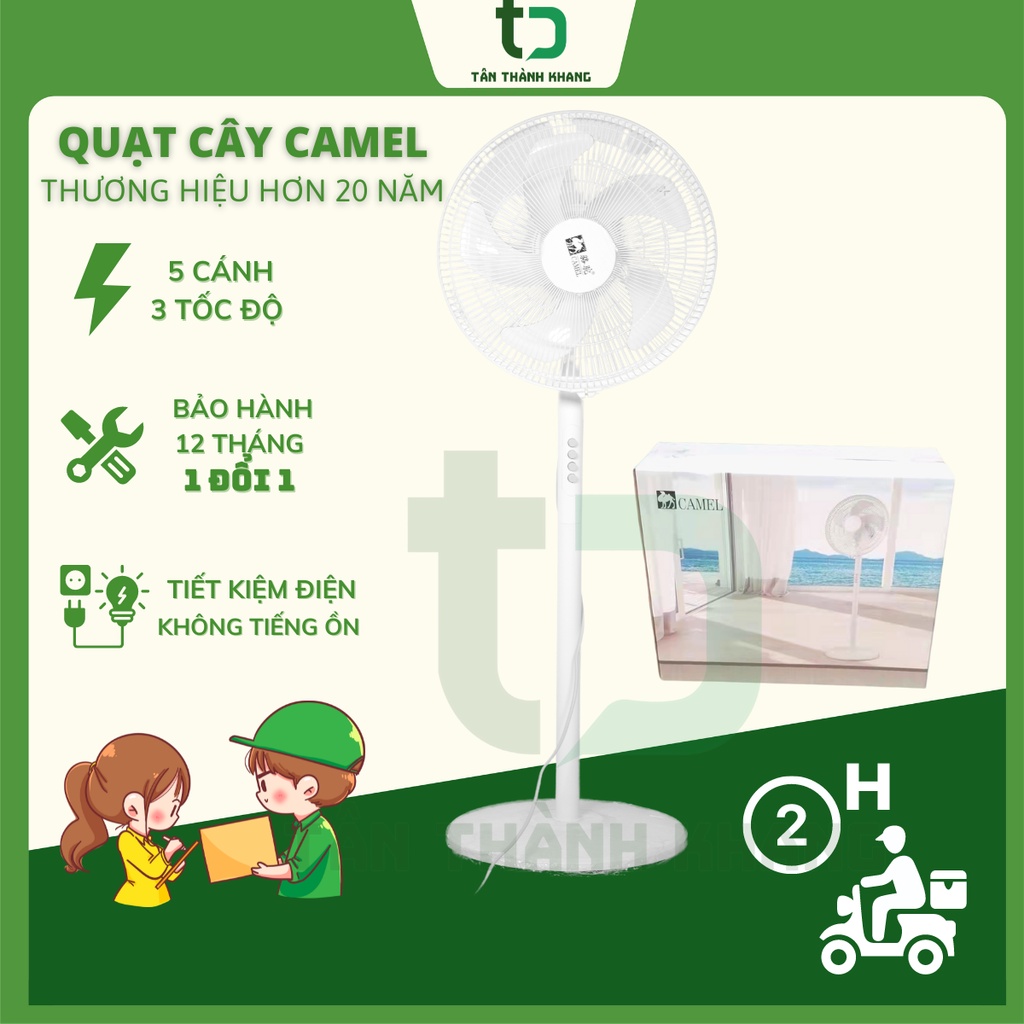 Quạt Cây Đứng Camel - Quạt 5 Cánh - Hàng Chính Hãng Bảo Hành 6 Tháng