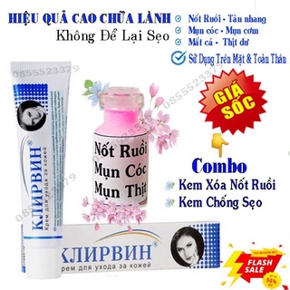 Combo kem tẩy nốt ruồi mụn cóc + kem liền sẹo nga