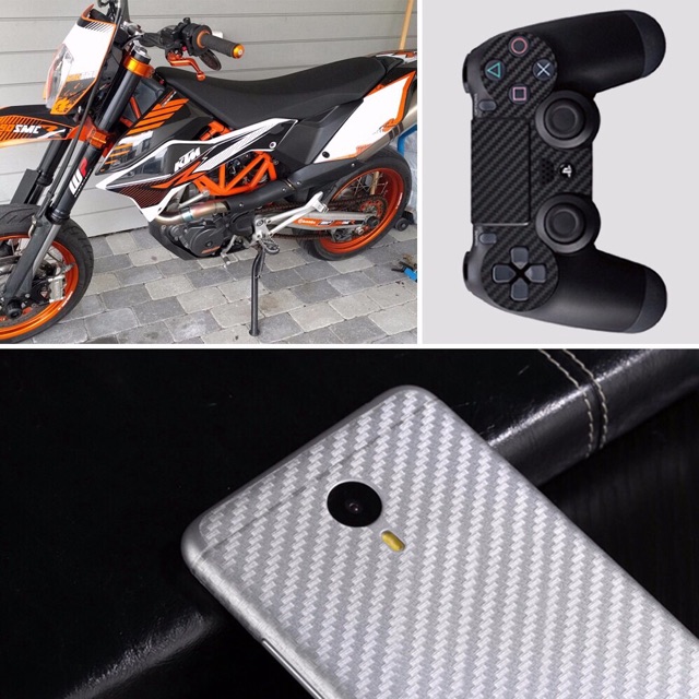 Decal carbon xám dán xe điện thoại