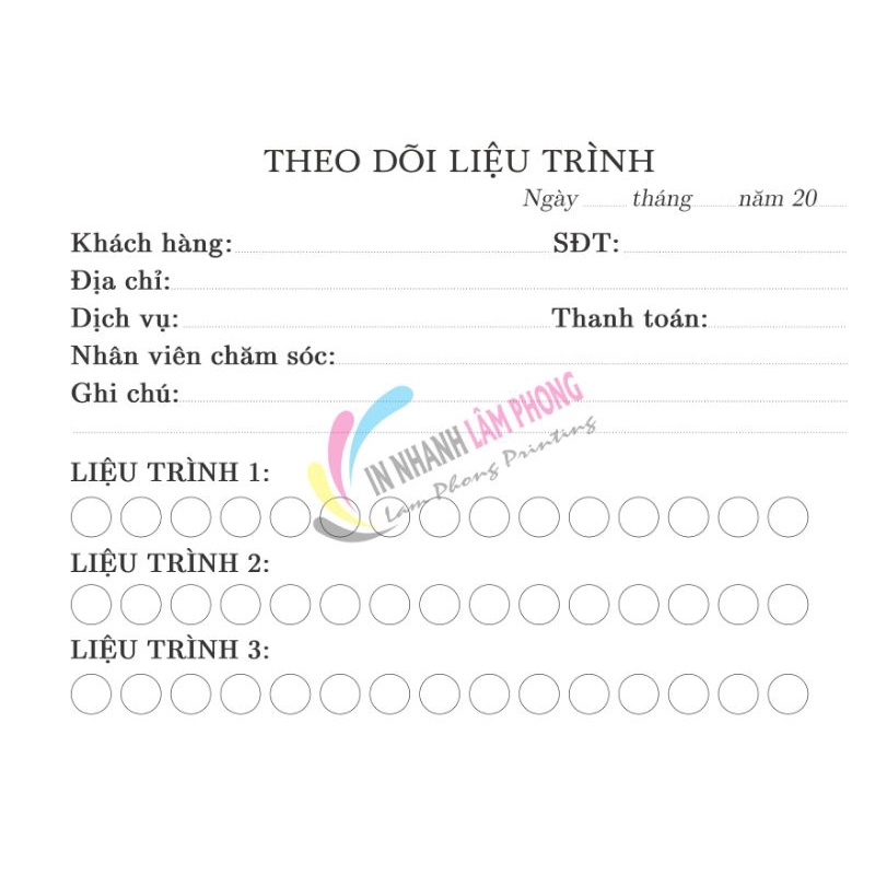 Sổ Theo Dõi Liệu Trình Spa, Nha Khoa, quán tóc...