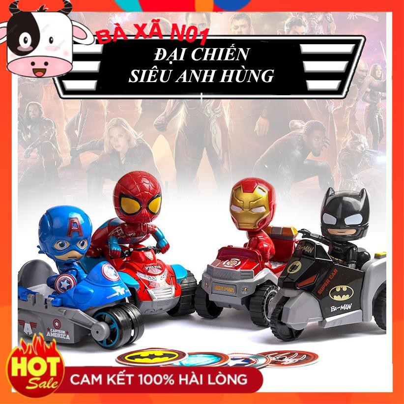 Mô hình siêu anh hùng kèm xe sắt chạy đà cho bé yêu