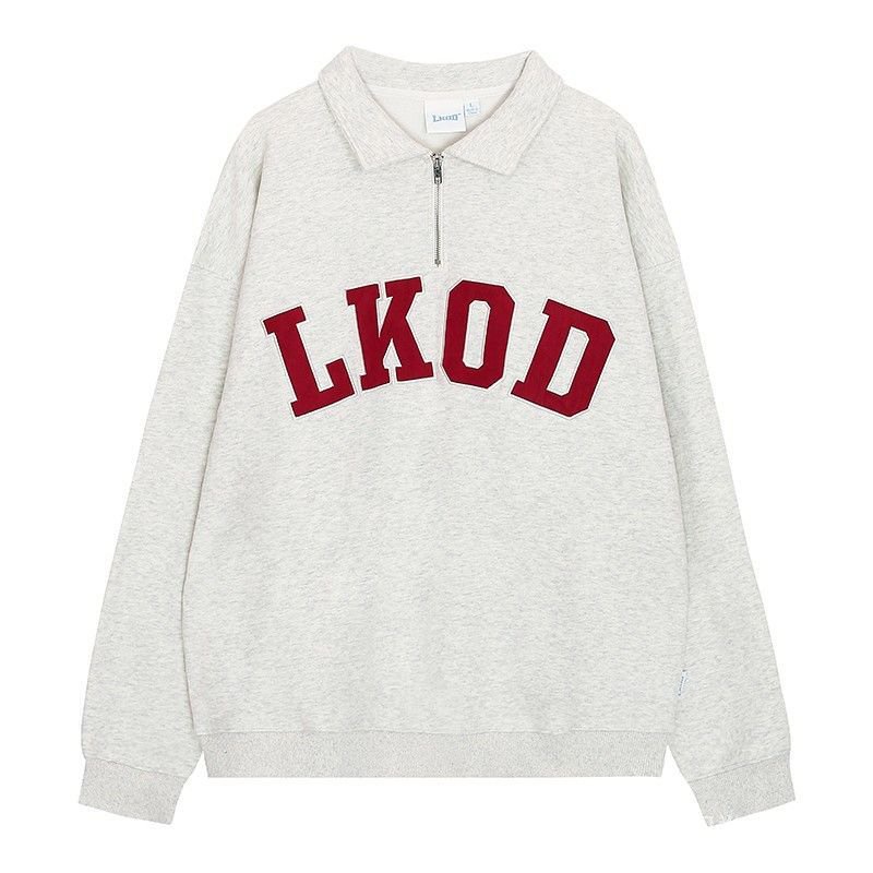 Áo khoác tay dài khóa kéo thêu chữ phong cách đường phố thời trang mùa thu đông mới