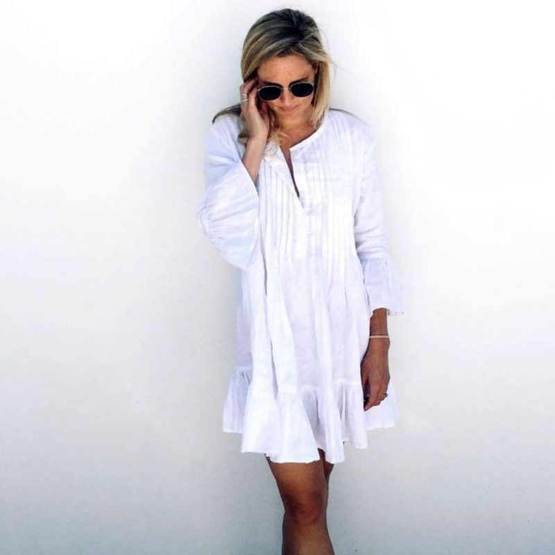 Bộ Đồ Bơi Tay Loe Dài Che Phủ Xếp Ly Cài Nút Thời Trang Mùa Hè Cho Nữ