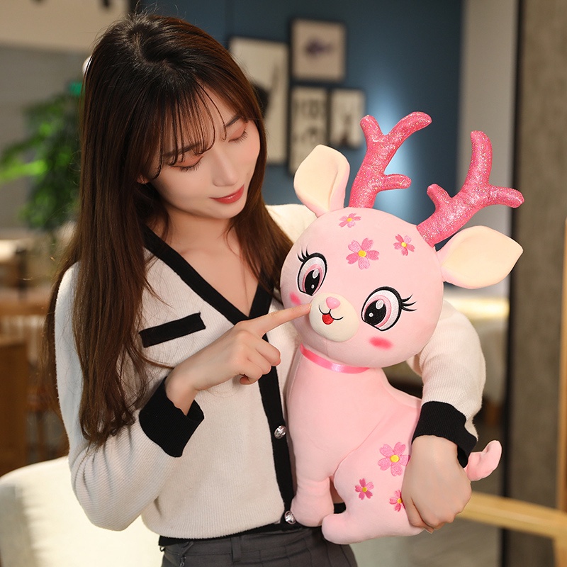 Thú Nhồi Bông Hình Con Nai Sika Đáng Yêu Kích Thước 33/47/53CM