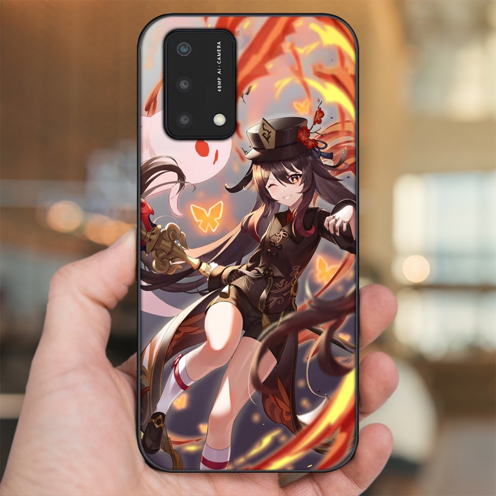 Ốp lưng Oppo A74, A93 5G, A95 viền đen in hình Hutao Genshin Impact