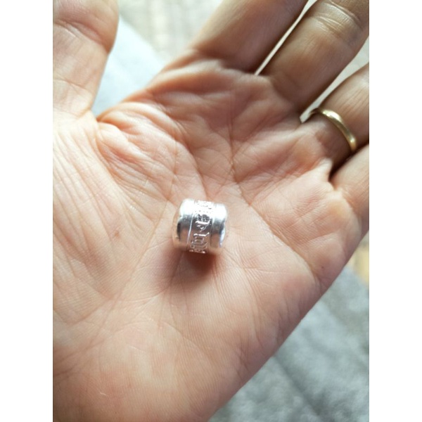 Lu thống bạc ta nguyên chất khắc chú Ommani chú đại bi bình an may mắn 10*12mm
