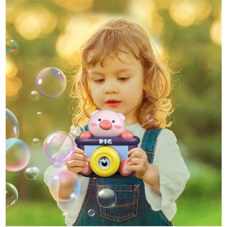 Đồ chơi máy ảnh bắn bong bóng hình chú heo dễ thương