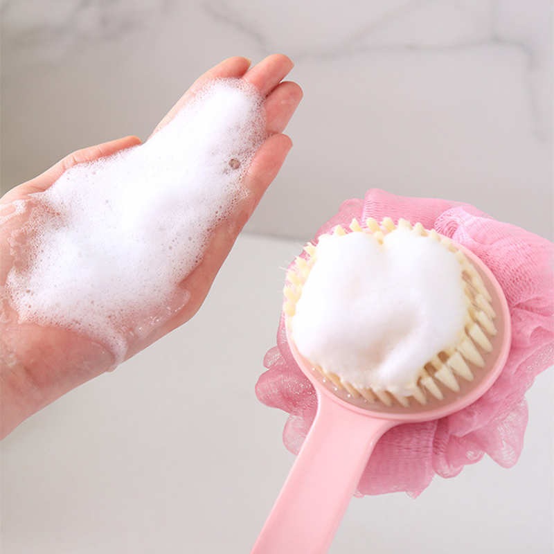 (lyfs) bath brush, back scrub brush, back massage brush, body massage spa, long handle, bath ball, two-function brush, 36 cm [ready stock]