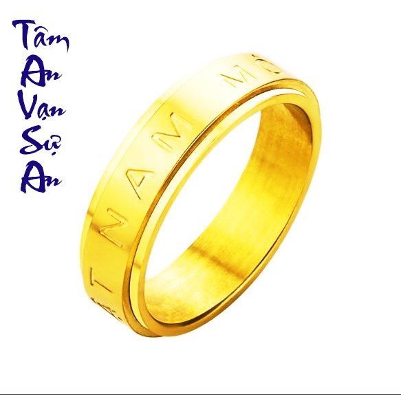 Nhẫn phong thủy Nam Mô A Di Đà Phật bản 6mm xoay 360* chất liệu titan cao cấp siêu đẹp, bền màu - Tặng hộp