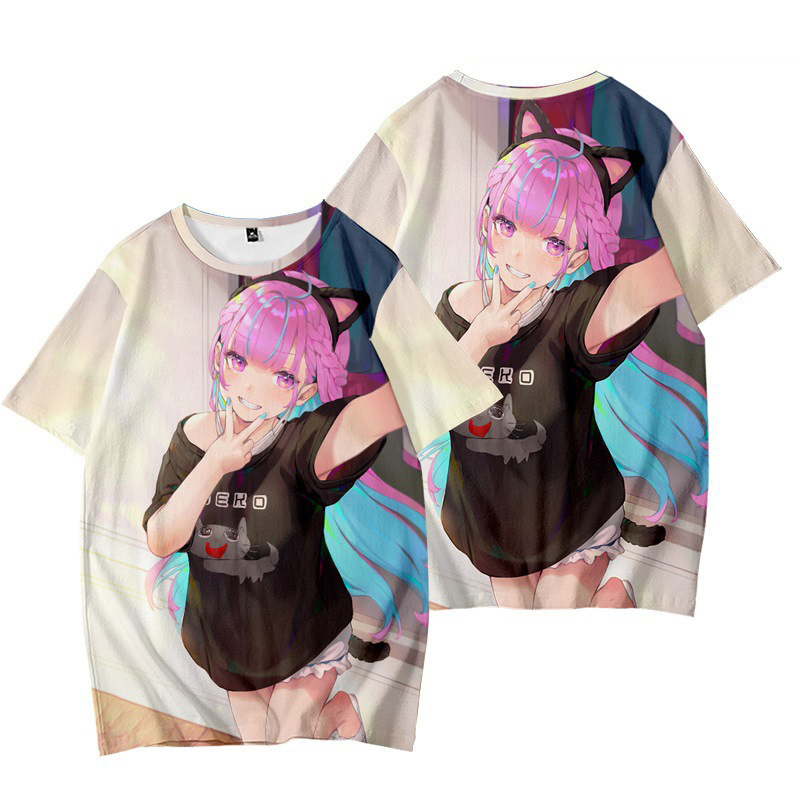 Áo Thun Tay Ngắn Hóa Trang Nhân Vật Hoạt Hình Vic Hololive Minato Aqua Size Lớn Halloween