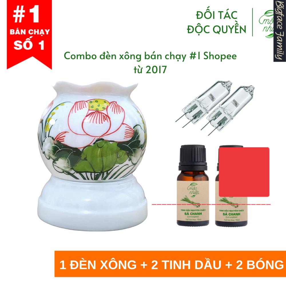 Combo 1 đèn xông tinh dầu + 2 tinh dầu 10ml Mộc Nhiên (có kiểm định) + 1 bóng đèn dự phòng