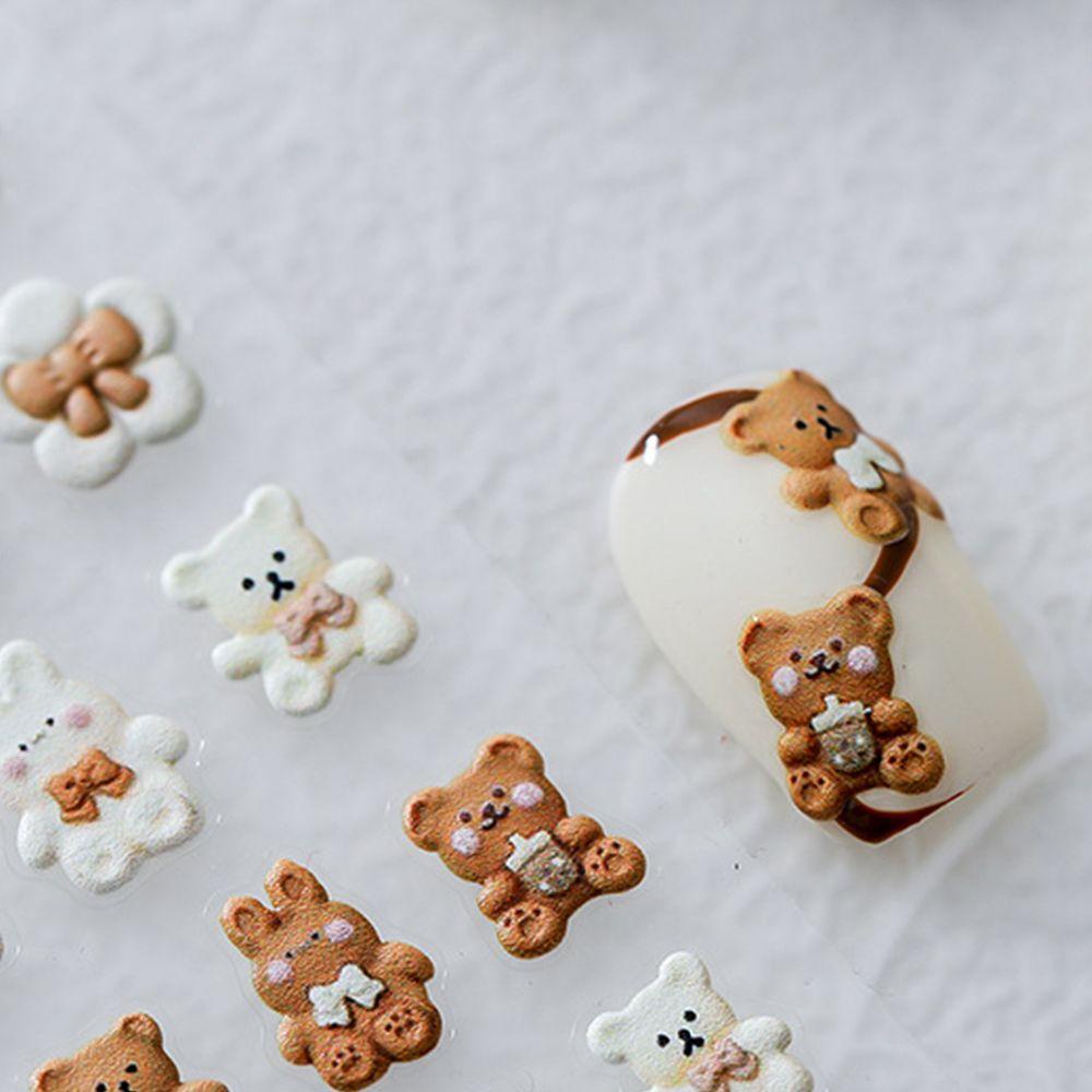 BORAG Sticker Dán Móng Hình Gấu 5D