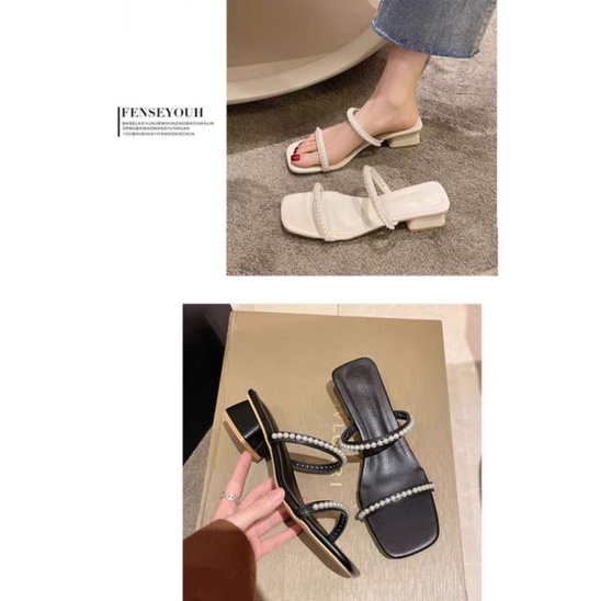 Dép sandal 3cm đính ngọc thời trang mã V9